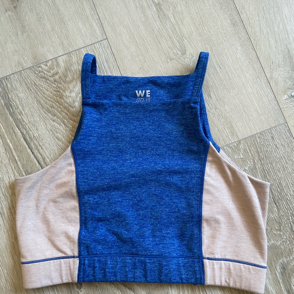 Blue and Tan Sleeveless Top